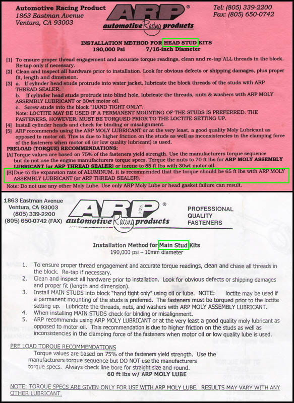 Arp Stud Torque Chart